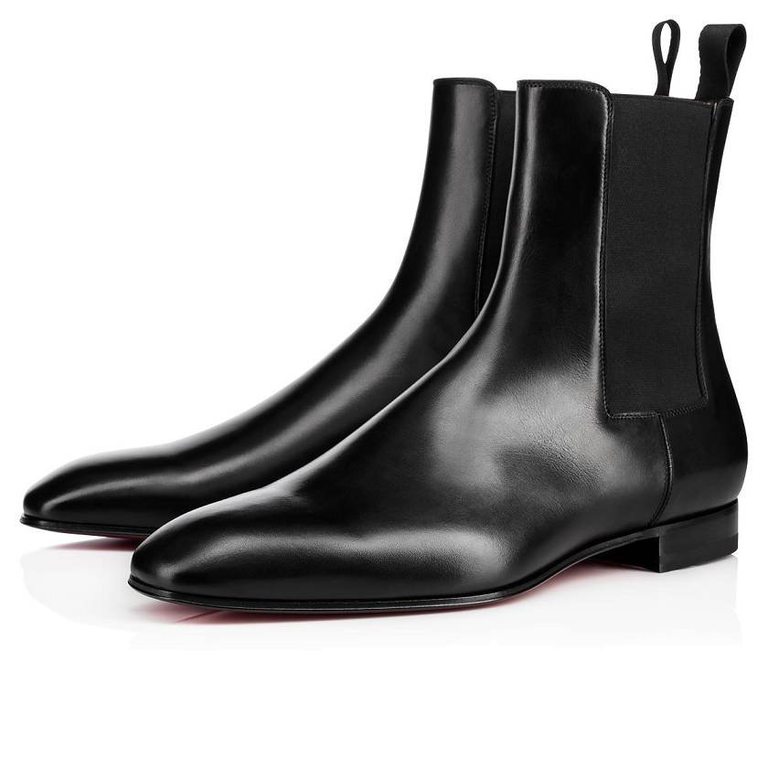 Men's Christian Louboutin Roadie Leather Chelsea Boots - Black [3985-146]